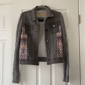 Desigual grey bean jacket with sweater sleeves